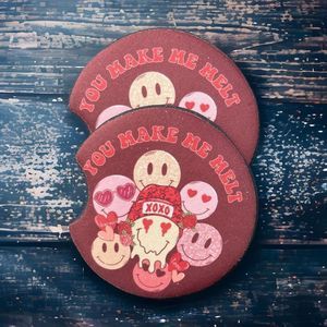 You Make Me Melt Valentine Car Coaster 2 Pack